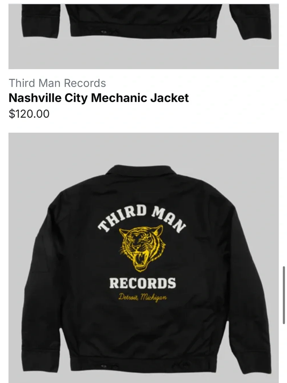 Third Man Records Black Work Jacket with Graphic Back - Picture 3 of 3